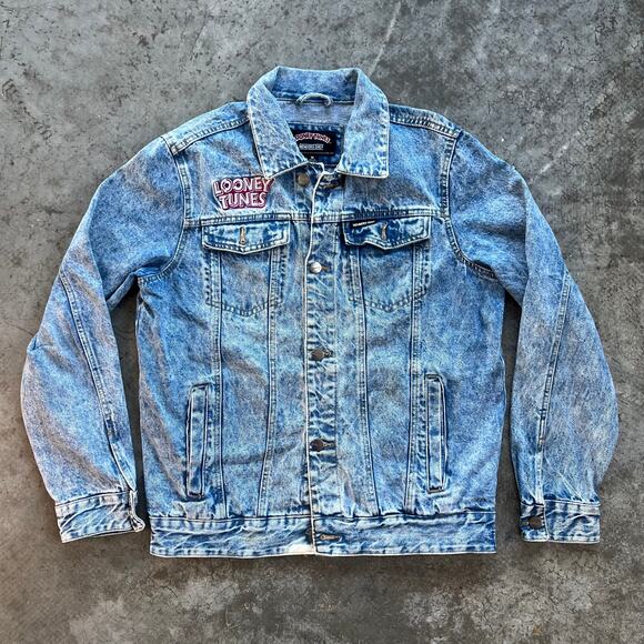 Warner Bros. Other - Members Only x Looney Tunes Acid Wash Denim Jacket Size Medium